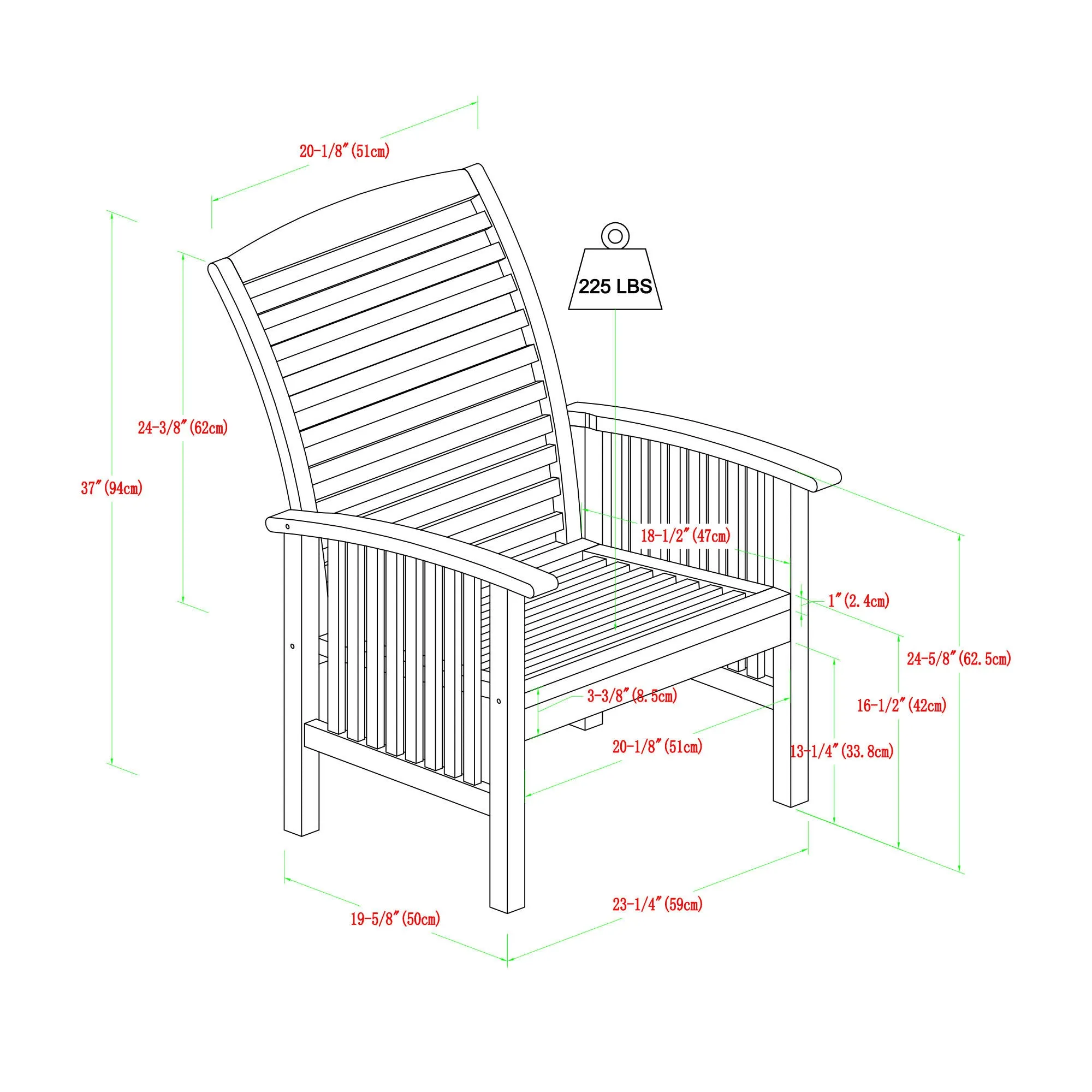 Modern 2-Piece Slat-Back Patio Chairs with Cushions - Brown