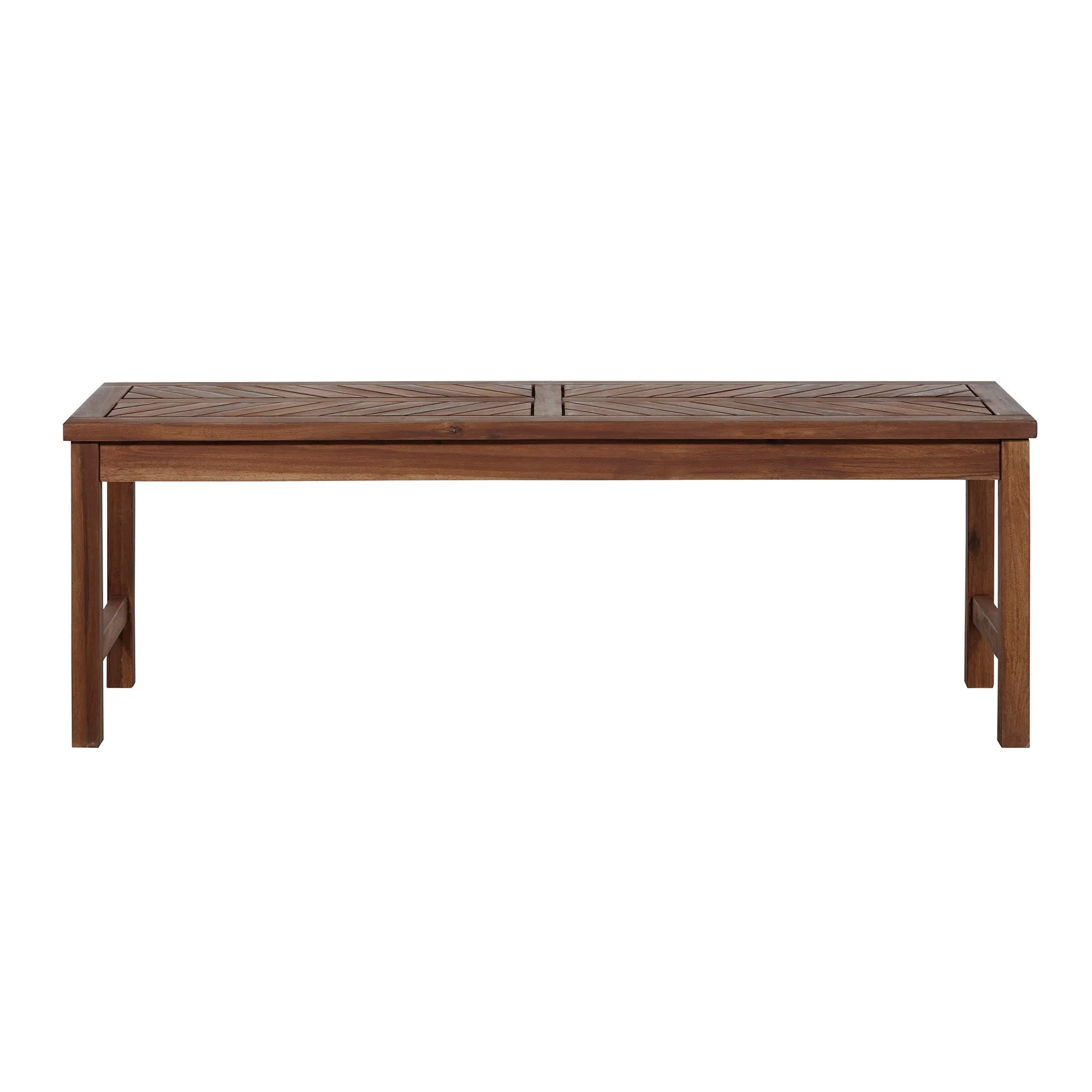 Modern Chevron-Top Solid Wood Patio Bench - Dark Brown