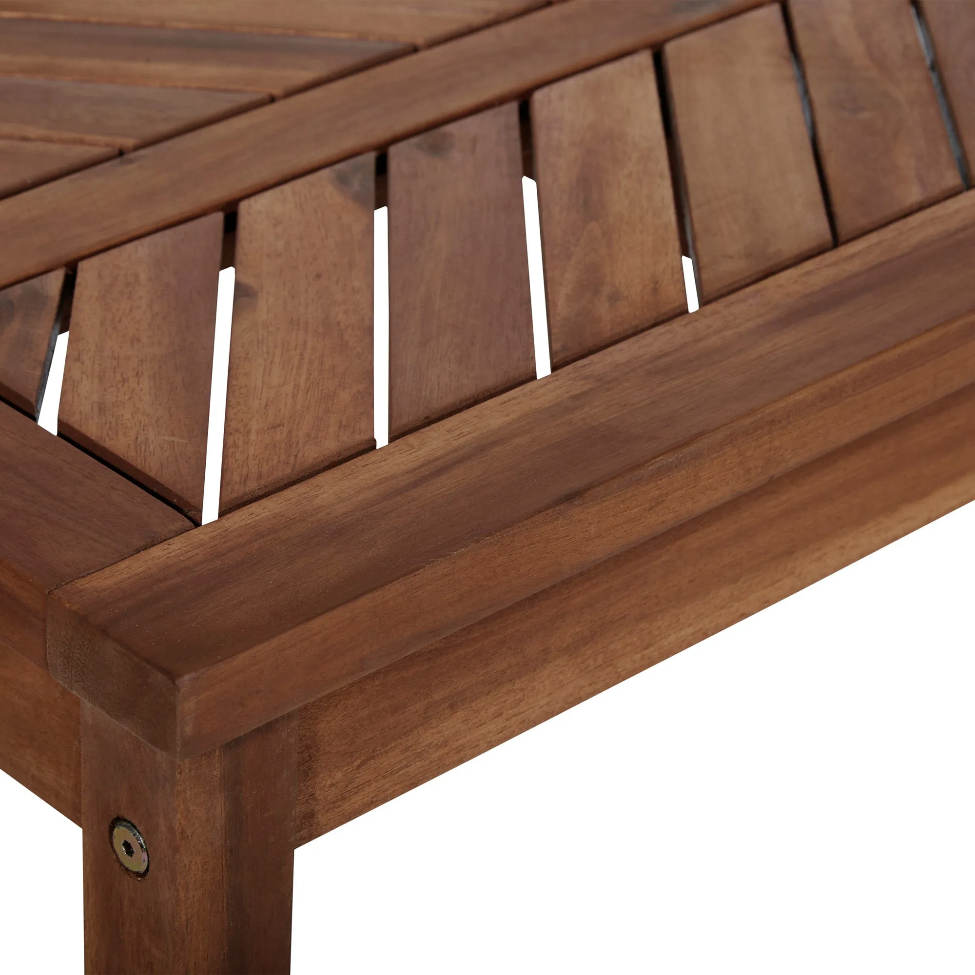Modern Chevron-Top Solid Wood Patio Bench - Dark Brown
