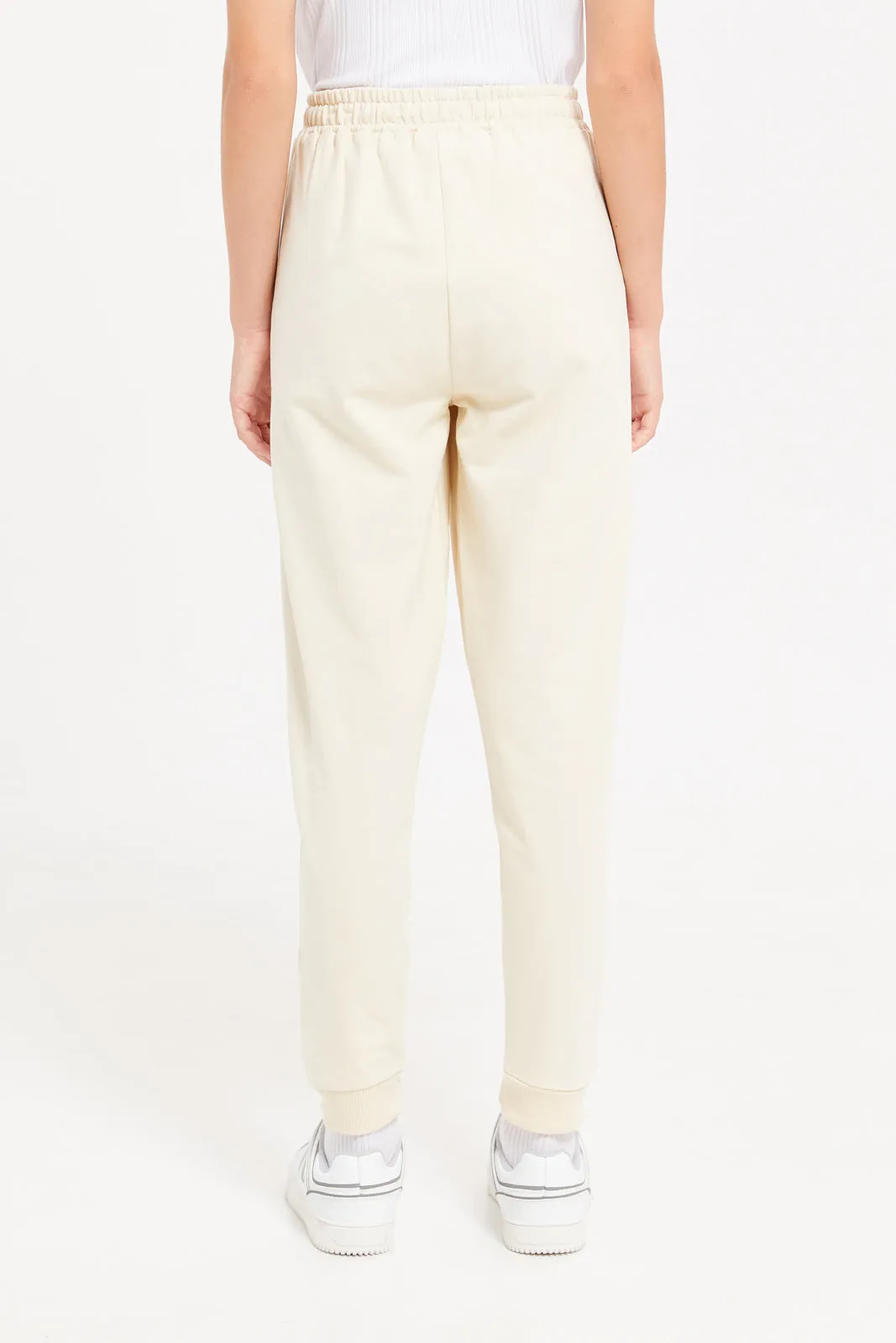 Senior Girls Beige Printed Track Pants