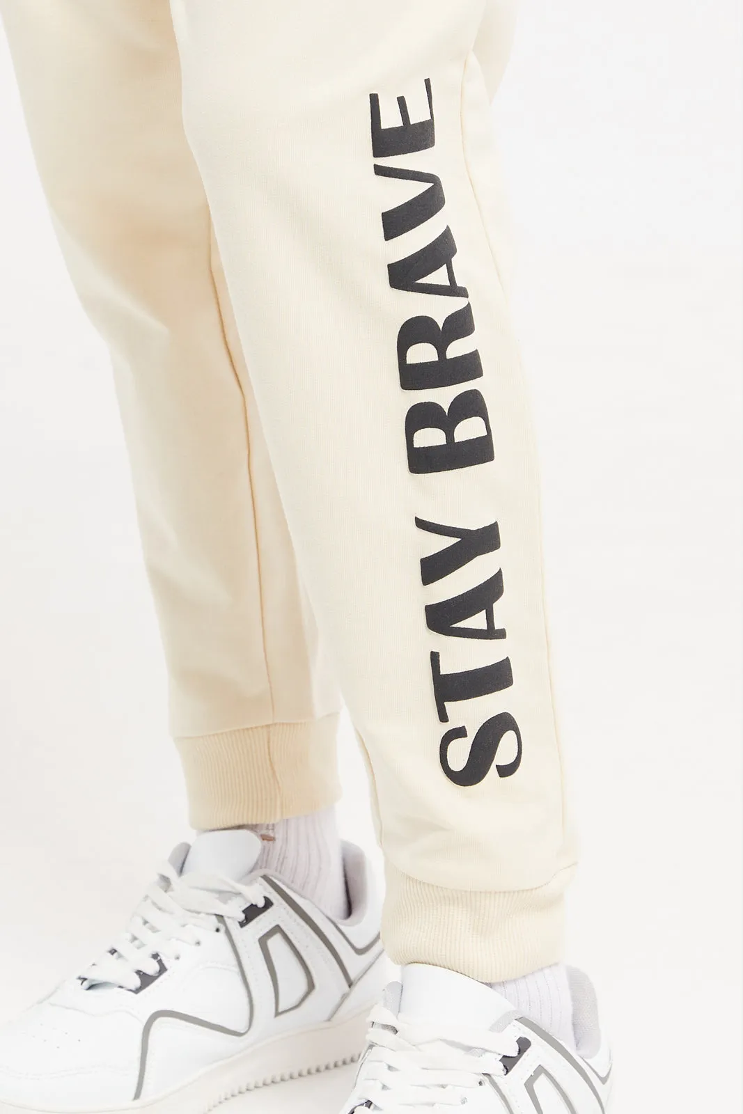 Senior Girls Beige Printed Track Pants