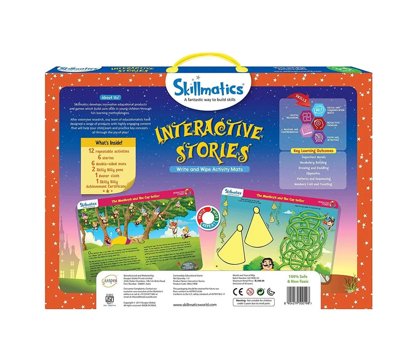 Skillmatics Interactive Stories (3-6 Years) / Reusable Activity Mats / Educational Game with 2 Markers / Gifts for Kids