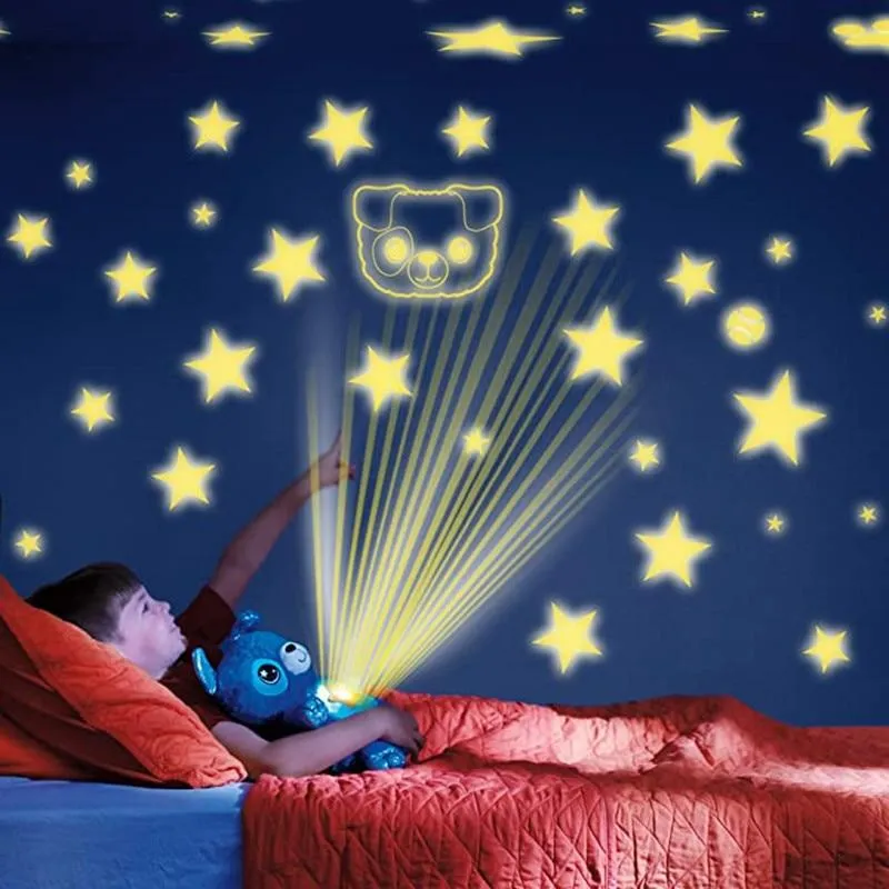 Stuffed Animal Night Light Projector Plush Toys With Light Colorful Stars Cute Stuffed Toy Girl Baby Creative Toy Birthday Gifts