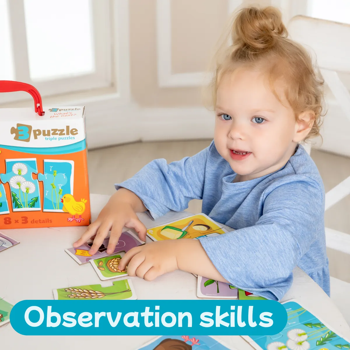 Toddler Puzzles for 2  Years - What's The Next? Triple Jigsaw - Montessori Toys - Colorful, Creative, Educational