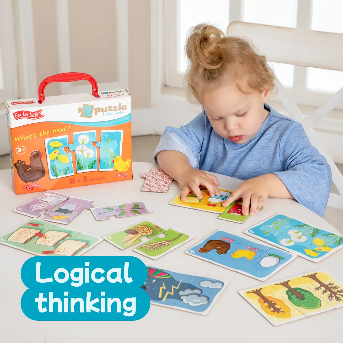 Toddler Puzzles for 2  Years - What's The Next? Triple Jigsaw - Montessori Toys - Colorful, Creative, Educational