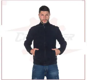 U010 - Men's Jacket in Genuine Blue Suede Leather